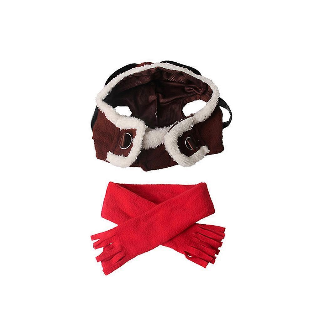 Funny Soft Pet Hat Pilot Hat Cosplay Pet Costume For Theme Party Polyester M 1Pcs