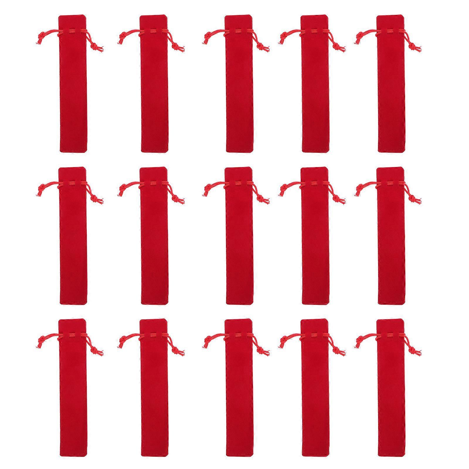 Pen Cases Drawstring Closure Organize Pens Red 20Pcs