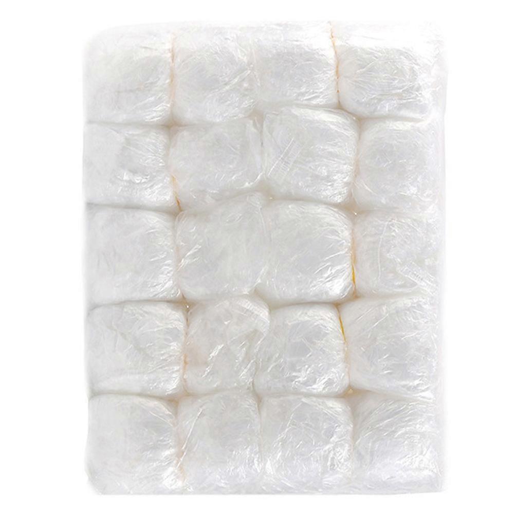 100pcs Waterproof Disposable Shower Caps for Home Use Elastic Bathing Caps in White PE Material