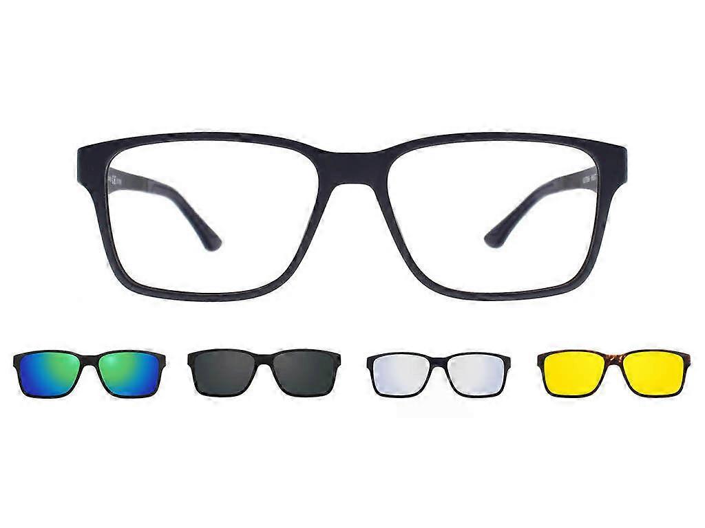 Clip on Rectangle Black SmartBuy Collection Cydney With Clip-On Four Set U-0225 M02 Fashion Unisex Eyeglasses