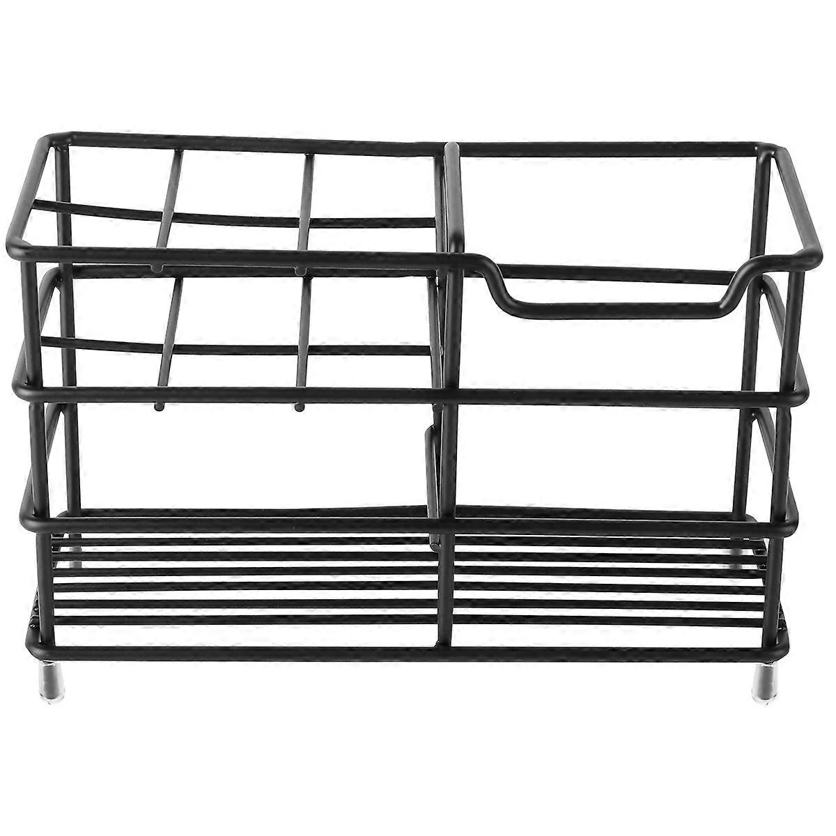 Stainless Steel Wall Mounted Toothbrush Holders Compact Rack Black Storage Solution 1Pcs