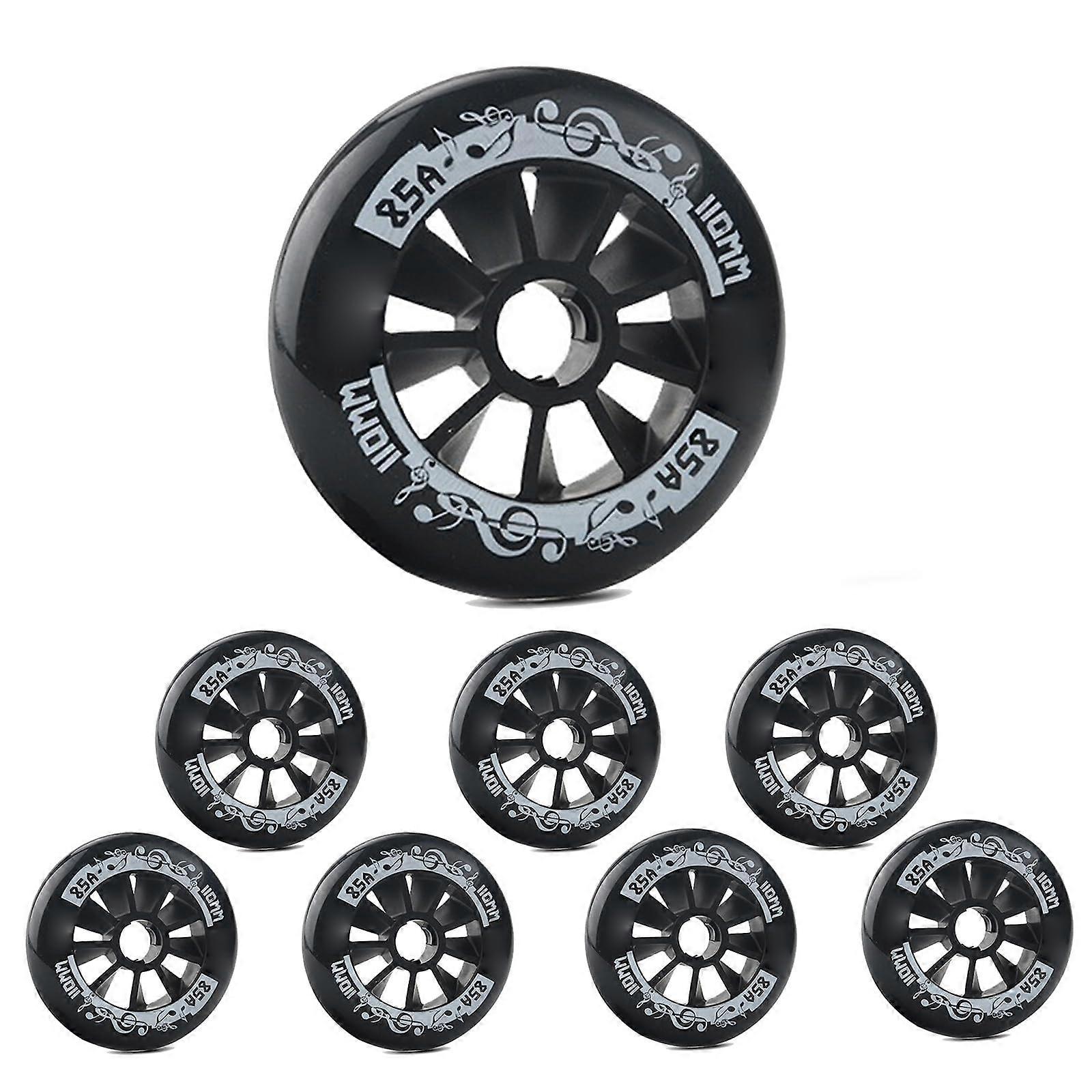 Rubber Inline Skate Wheels 90mm 100mm 110mm Replacement Speed Skating Inline Wheel 85A Hardness 85A Pack 90mm Full Black
