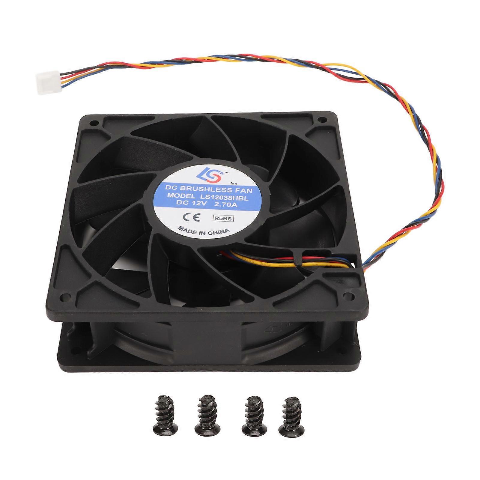 12cm Cooling Fan 120 x 38mm 6000RPM 12V 2.7A 4Pin FG DC Brushless PWM Black for Computer Case for Camera Servers