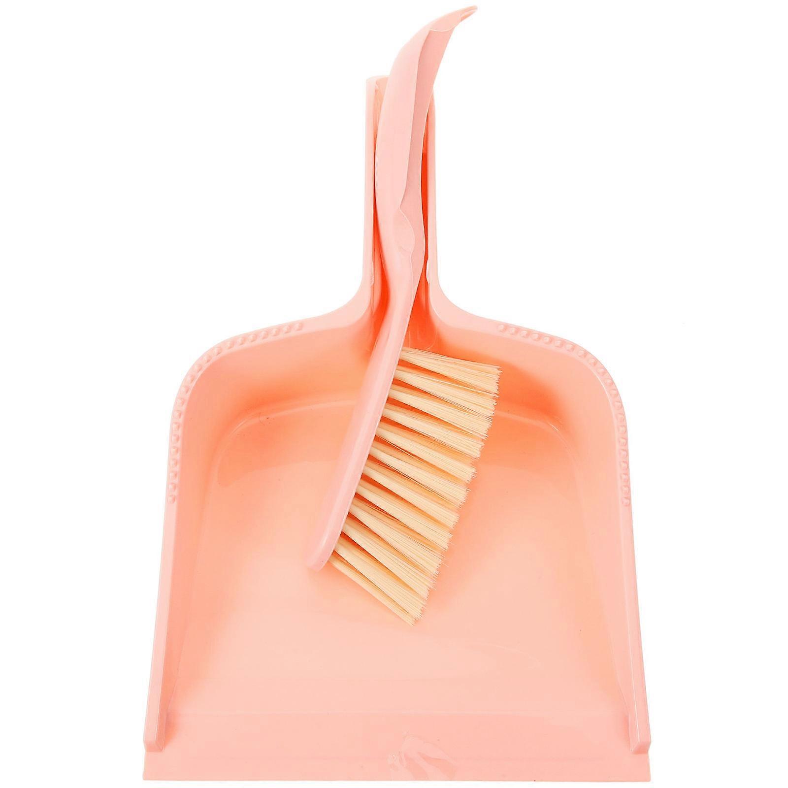 Small Broom And Dustpan Set Mini Compact Shape Pink Cleaning Tools for Adults 1Set