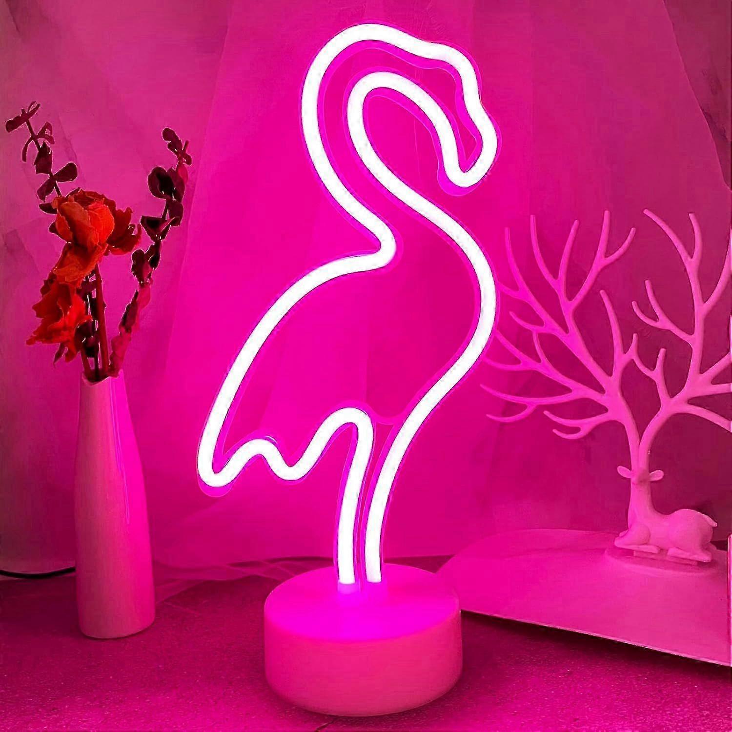 Pink Flamingo Neon Night Light with Stand Base