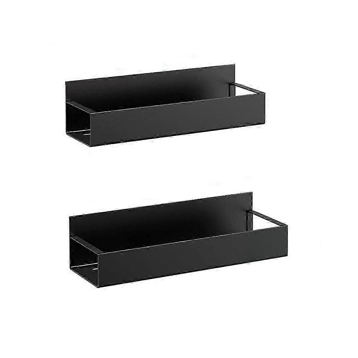 2PCS Moveable Fridge Magnetic Spice Racks Metal Black