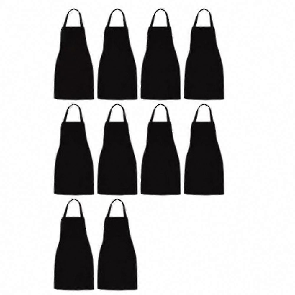 10 Pack Black Bib Aprons for Kitchen & Craft - Unisex Bulk Aprons with 2 Pockets, Machine Washable