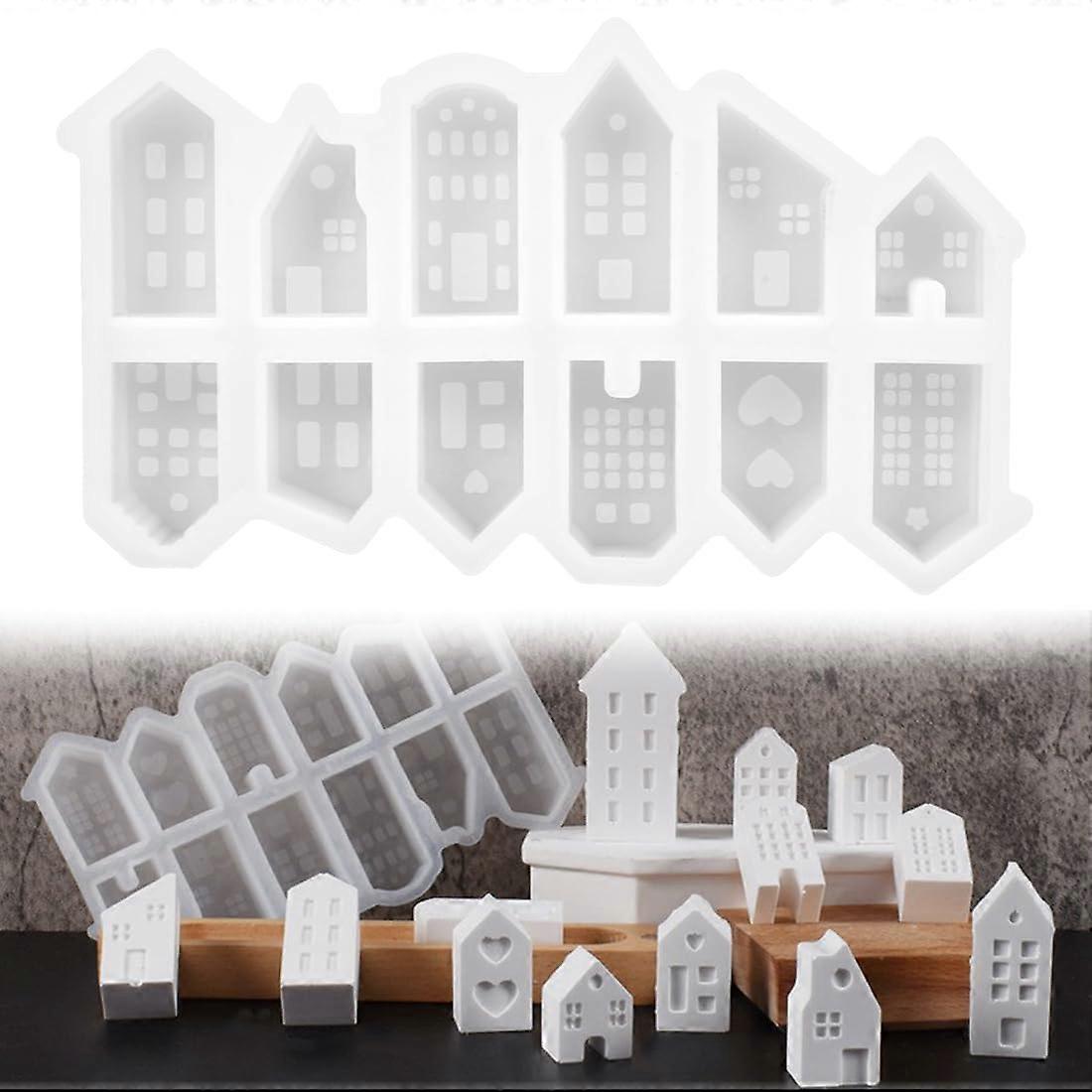 Silicone Moulds Mini Houses for Epoxy Resin, Pack of 12