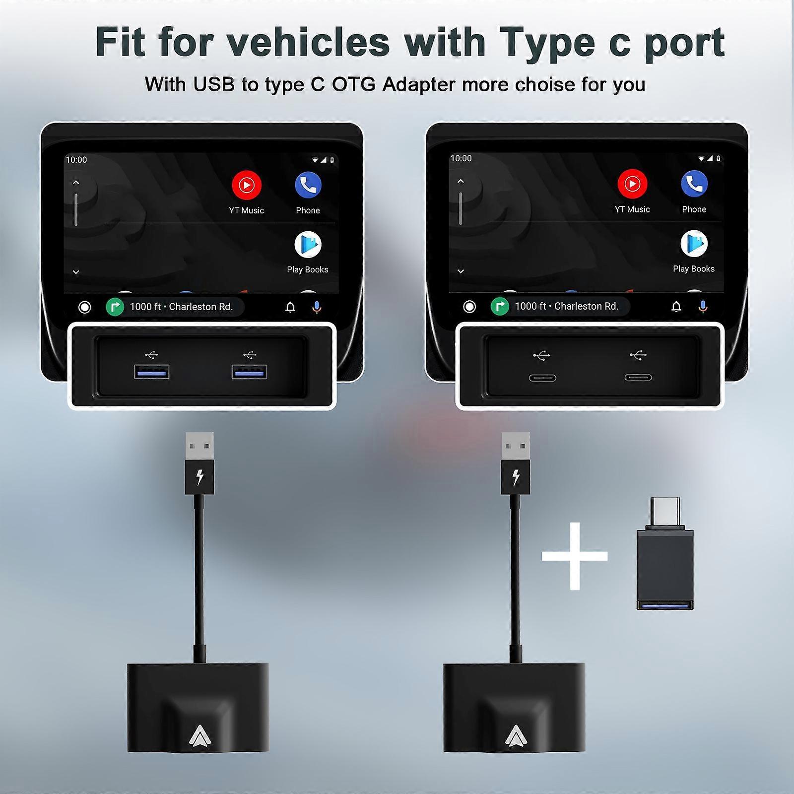 Black (with OTG) for Android Google system wireless CarPlay receiver Android phone Bluetooth car navigation adapter