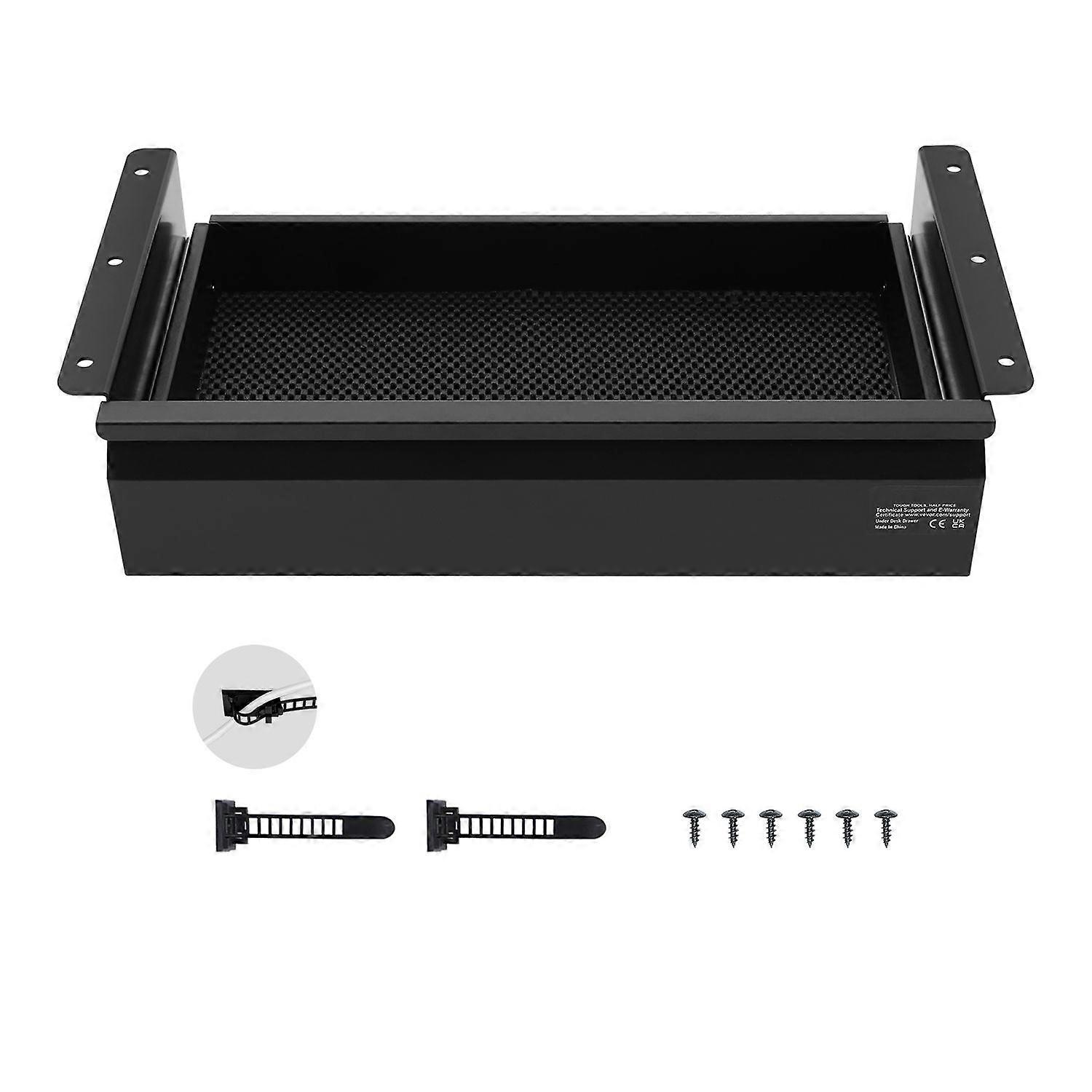 16" Wide Under Desk Drawer Slide Out, Under Desk Mounted Pull-out Drawer Attachment, Hidden Desktop Storage Organizer, 17x9x4 in