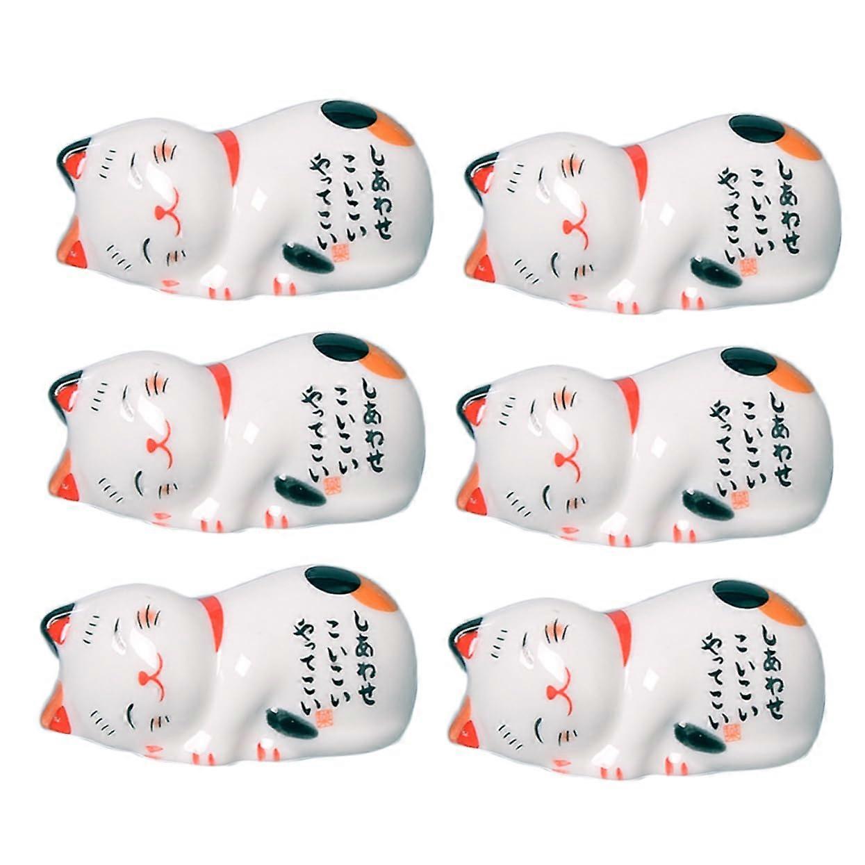 Japanese Style Chopstick Holders Set of 6 Ceramic Rest Cushions for Chopsticks Hello Rest Happy Resting