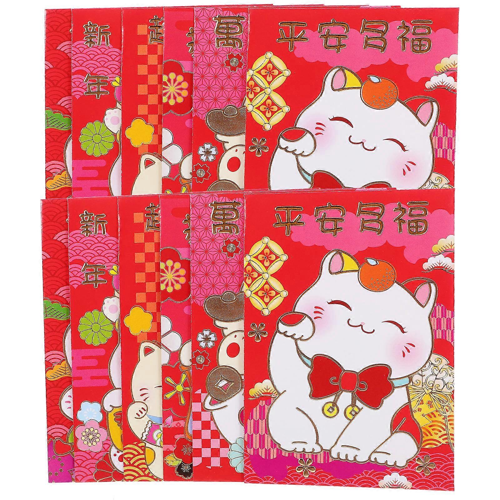 Spring Festival Red Packet Rectangular Shape Cash Storage Blessings Sharing 36Pcs For Weddings Birthdays