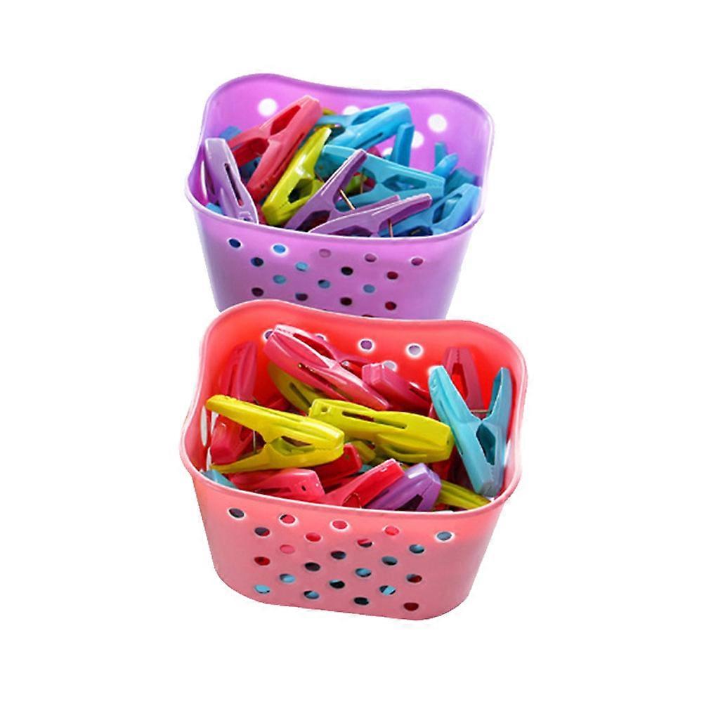 Clothespins with Storage Resistant to Aging No-slip Teeth Mini Laundry Clips for General Users 60Pcs Random Color