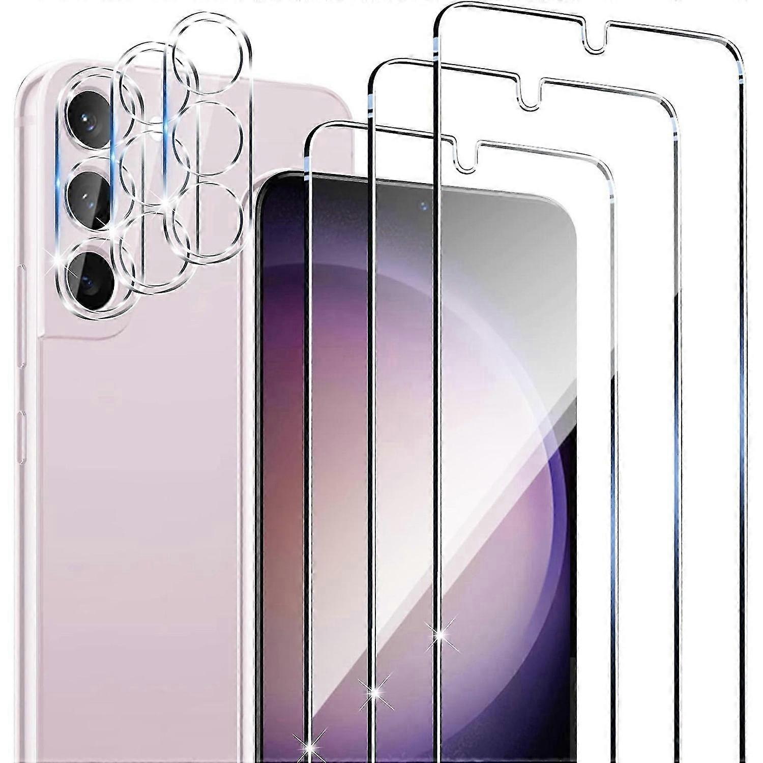 1+1 Pack Glass Screen Protector and Camera Lens Protector for Samsung Galaxy S24, Easy Installation,
