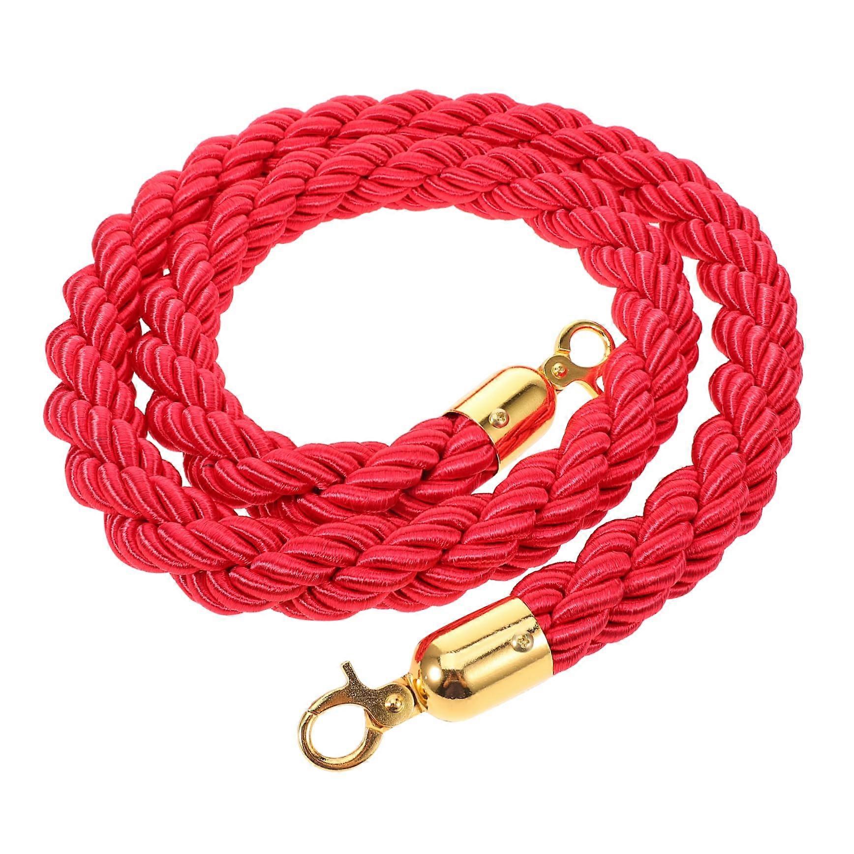 Practical Red Rattan Barrier Rope with Hooks for Queue Division - Durable Post Mounting Solution