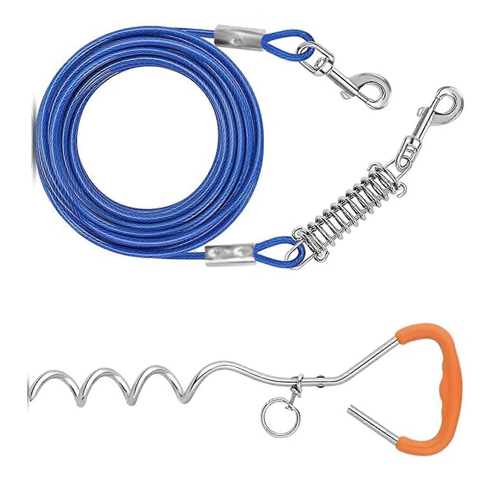 Heavyduty dog cables and stake garden ground anchors for large dogs with leash leads for media. Ref: 3358