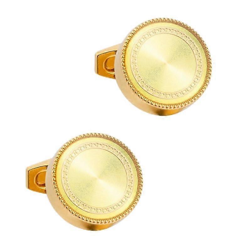 Round CD Piece Accessories Enameled Metal Cufflinks Cufflinks for Men Shirts (Grey, One Size)