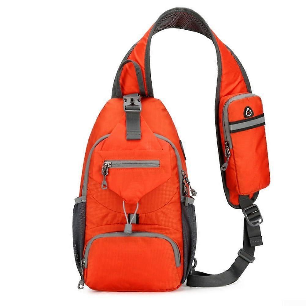 Multipurpose crossbody bag for outdoor adventures, made of durable nylon with breathable straps and secure storage function, orange