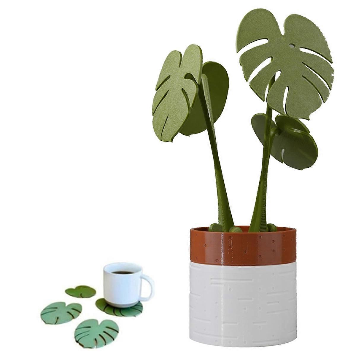 Monstera Plant Coasters Set 3D Printed, Anti-Scald Plant Coasters,A