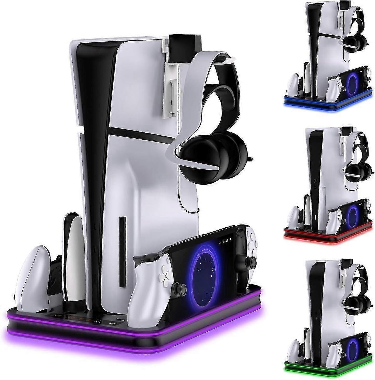 Dock di ricarica per PS Portal, base di ricarica per controller PS5 e supporto sottile PS5/PS5 con stazione di raffreddamento per PS5 Console Disc/Digital Edition