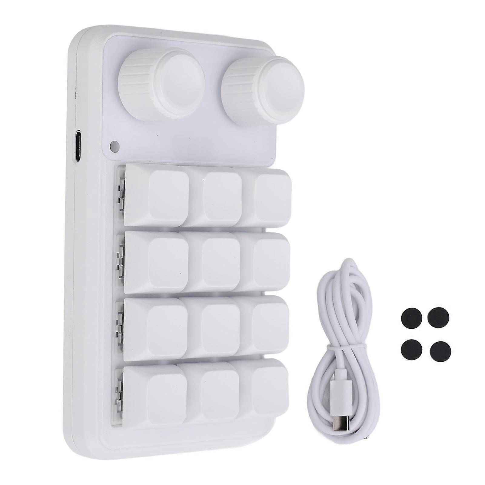 12 Keys Small Keyboard with Dual Knobs and RGB Light Type C Wired Blue Switch Programmable Macro Mechanical Keyboard