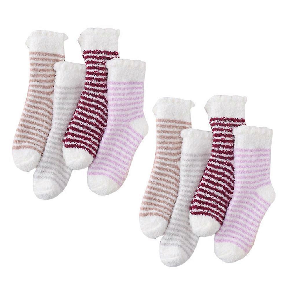 4 Pairs Comfortable Assorted Color Midcalf Socks Made of Polyester Fiber for Autumn Winter Wear