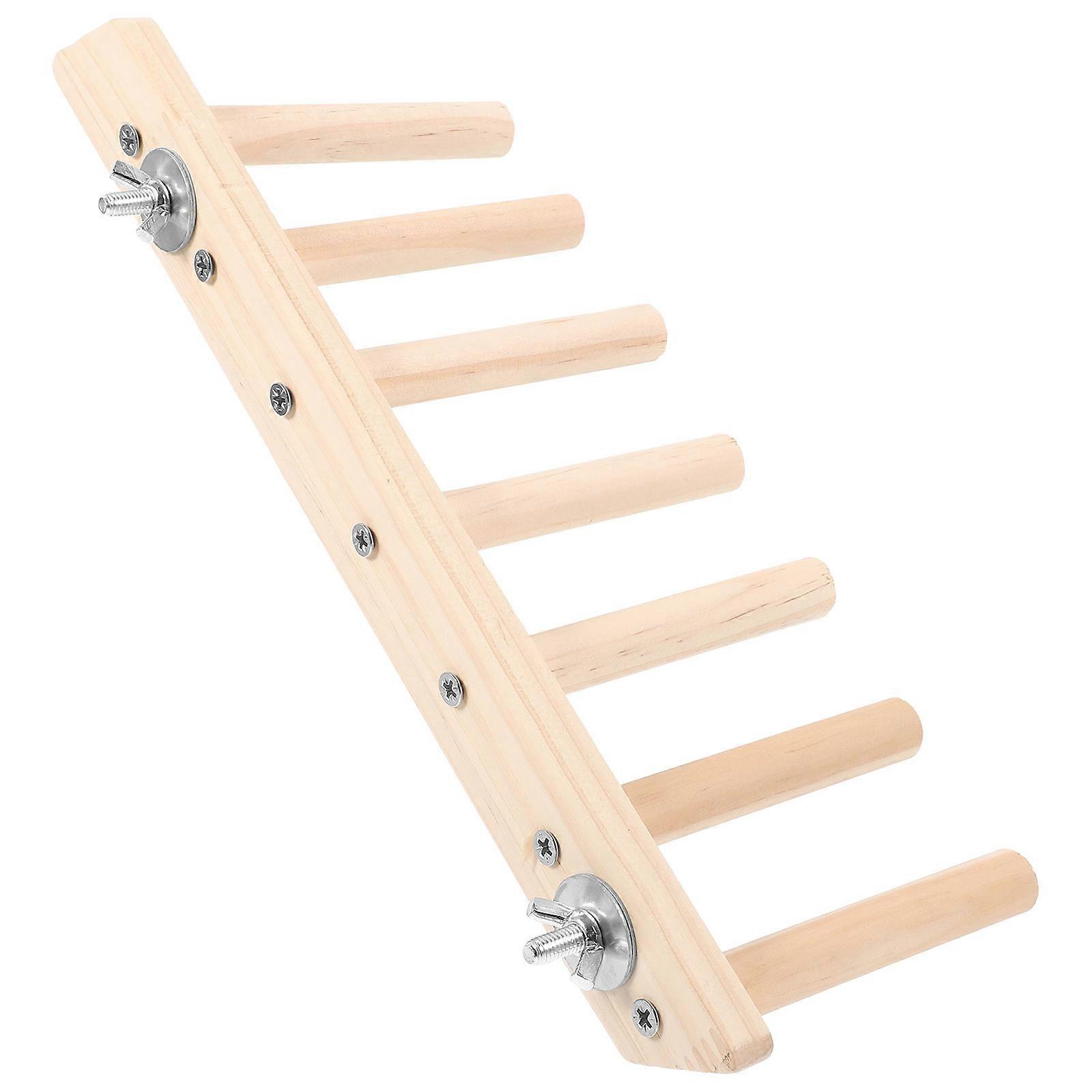 Wooden Bird Perch Ladder for Parrot Climbing and Exercise Beige Color 1 Piece