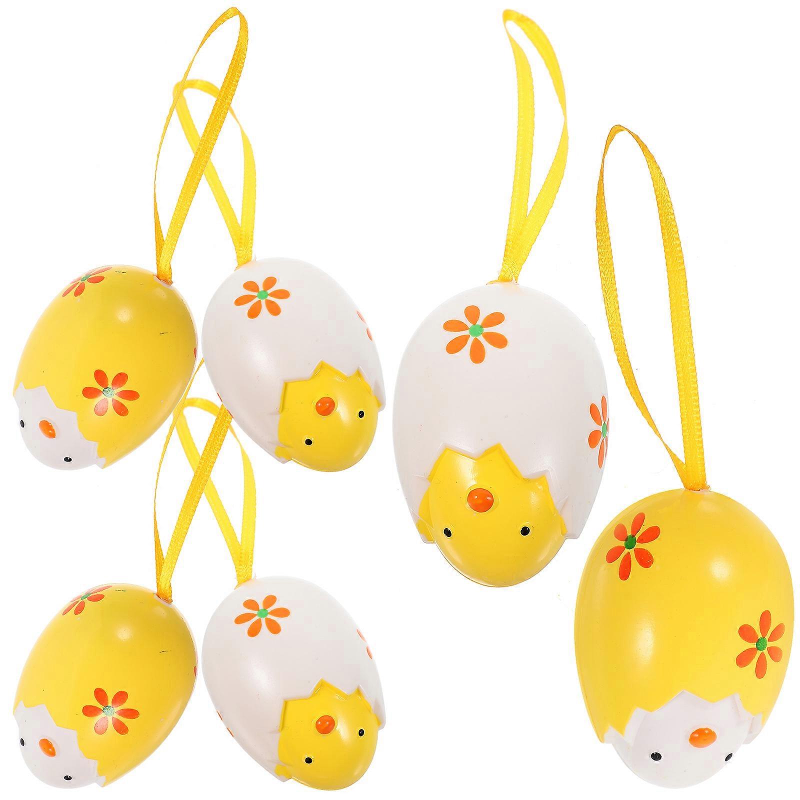 Hanging Eggs For Decorating Easter Party Supplies Plastic Egg Shaped Ornaments 6Pcs