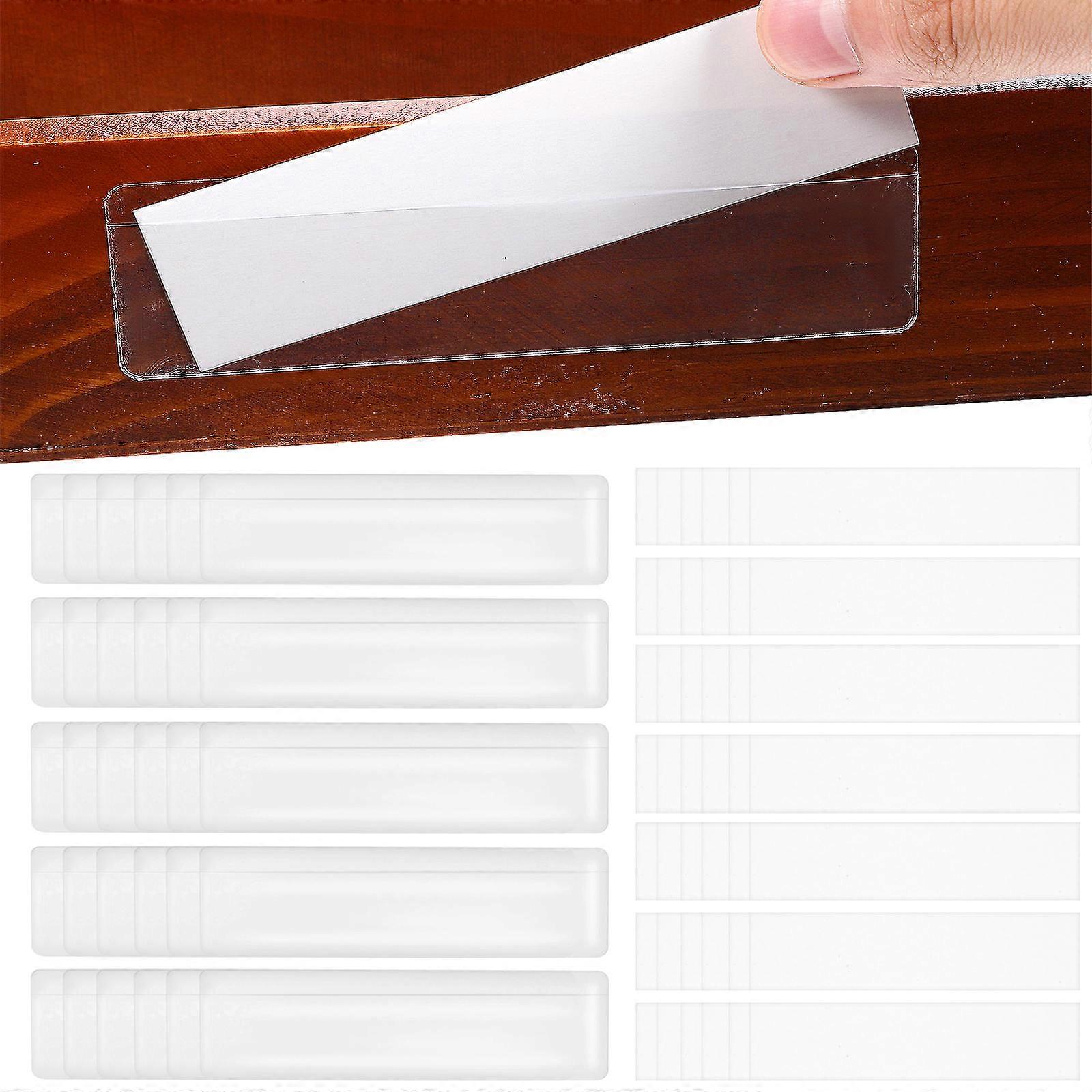 Label Organizer Self Adhesive Display Pockets Transparent Easy To Use Office School 11.00X3.00X0.10CM 50Pcs