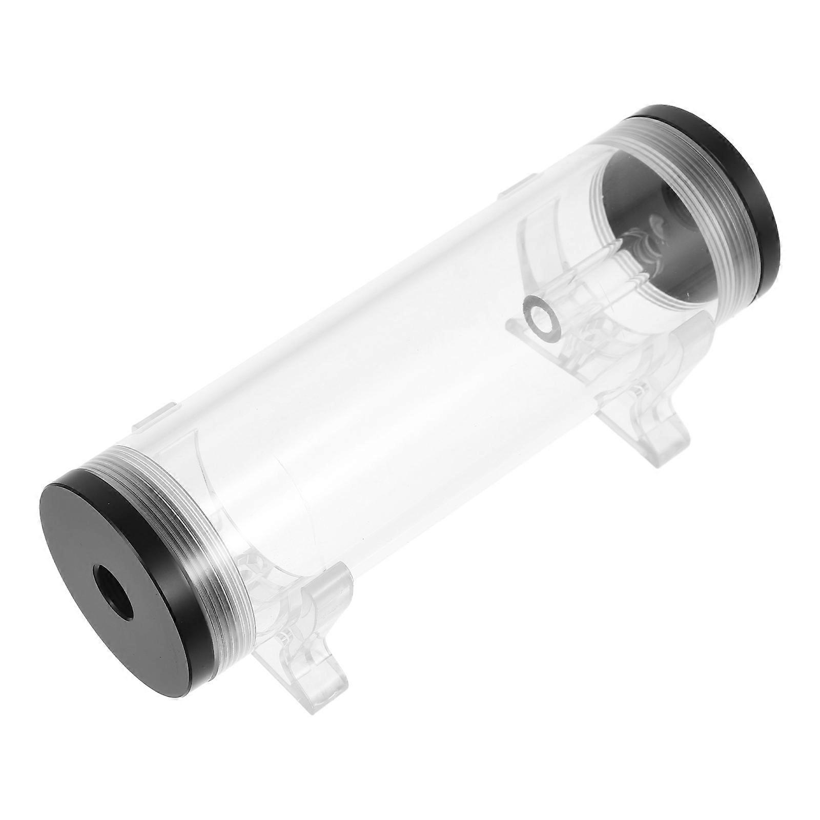 Computer Water Cooling Cylindrical Tank with G1/4 Thread for PC Case Black PMMA Material 16cm