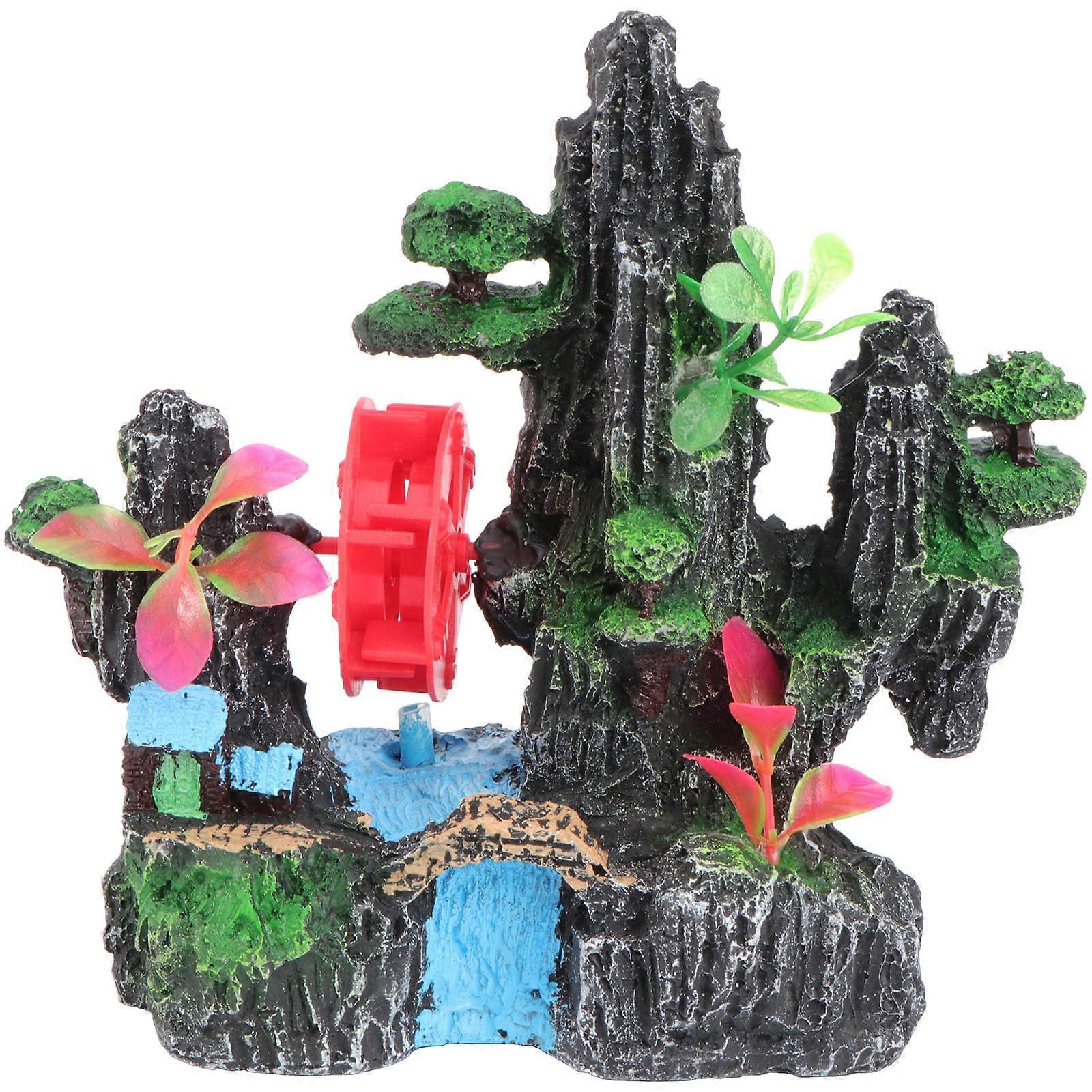 Dark Brown Resin Water Wheel for Fish Tank Decoration with Stable Performance and