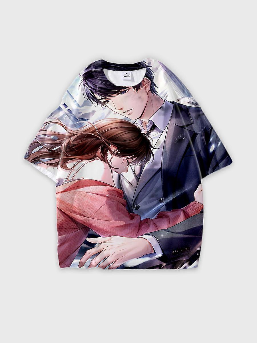 T-shirt round neck Role Pattern loose short sleeve E1486