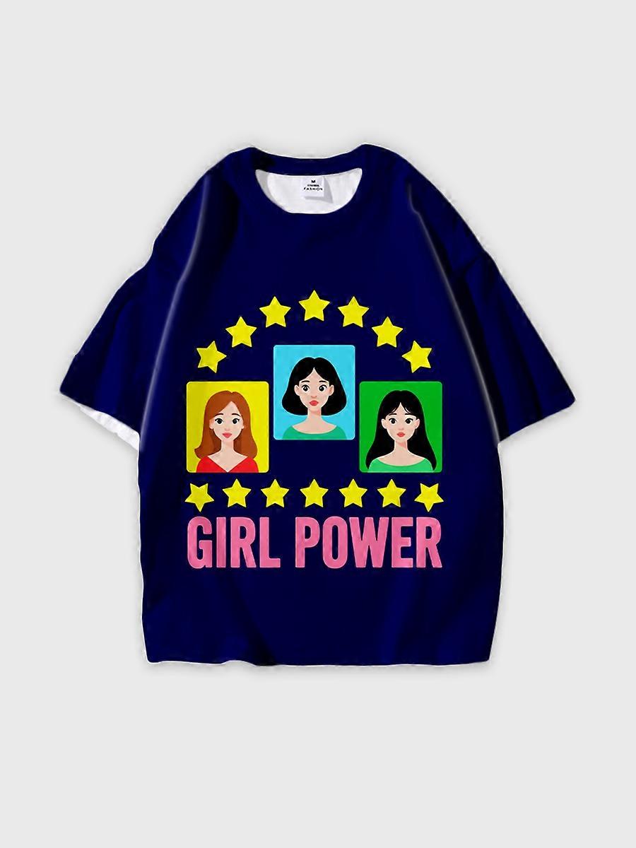 T-shirt round neck Pattern loose short sleeve N3178