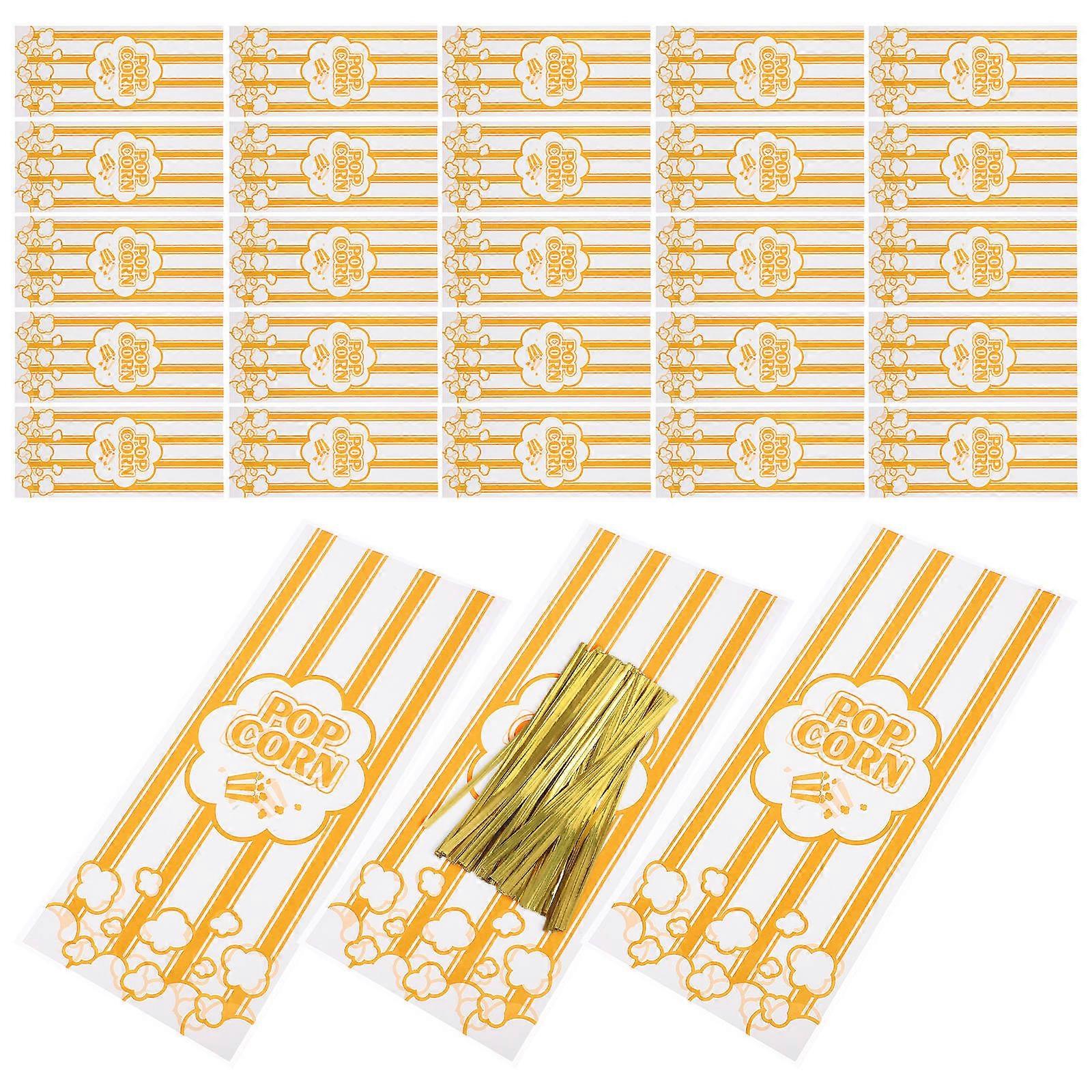 Durable Plastic Halloween Popcorn Bags for Party with Unique Design Yellow Color Fits Various Occasions 100pcs