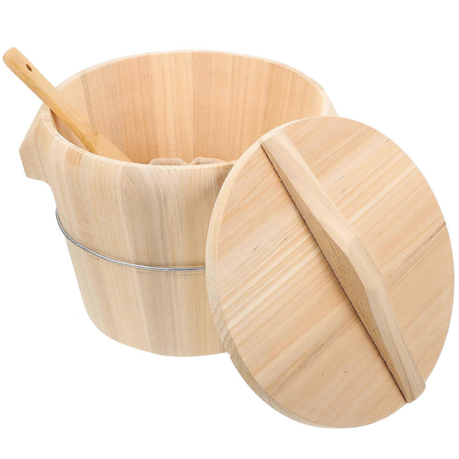 1pc Wooden Rice Steaming Tool Flat Lid Rice Barrel