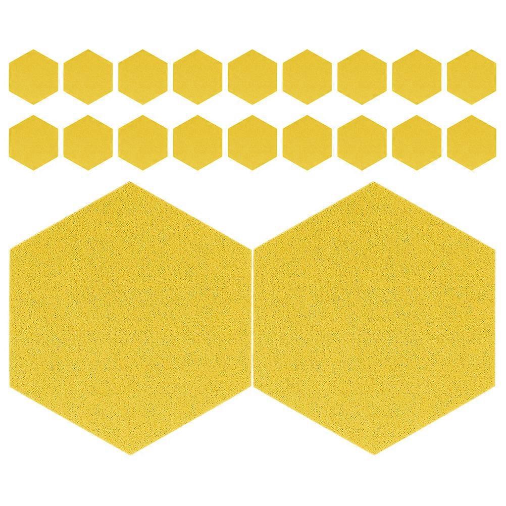 20pcs Hexagon Felt Wall Panels Acoustic Soundproof Tiles for Memo Display Easy Installation Decorative Sound Absorption Boards Yellow