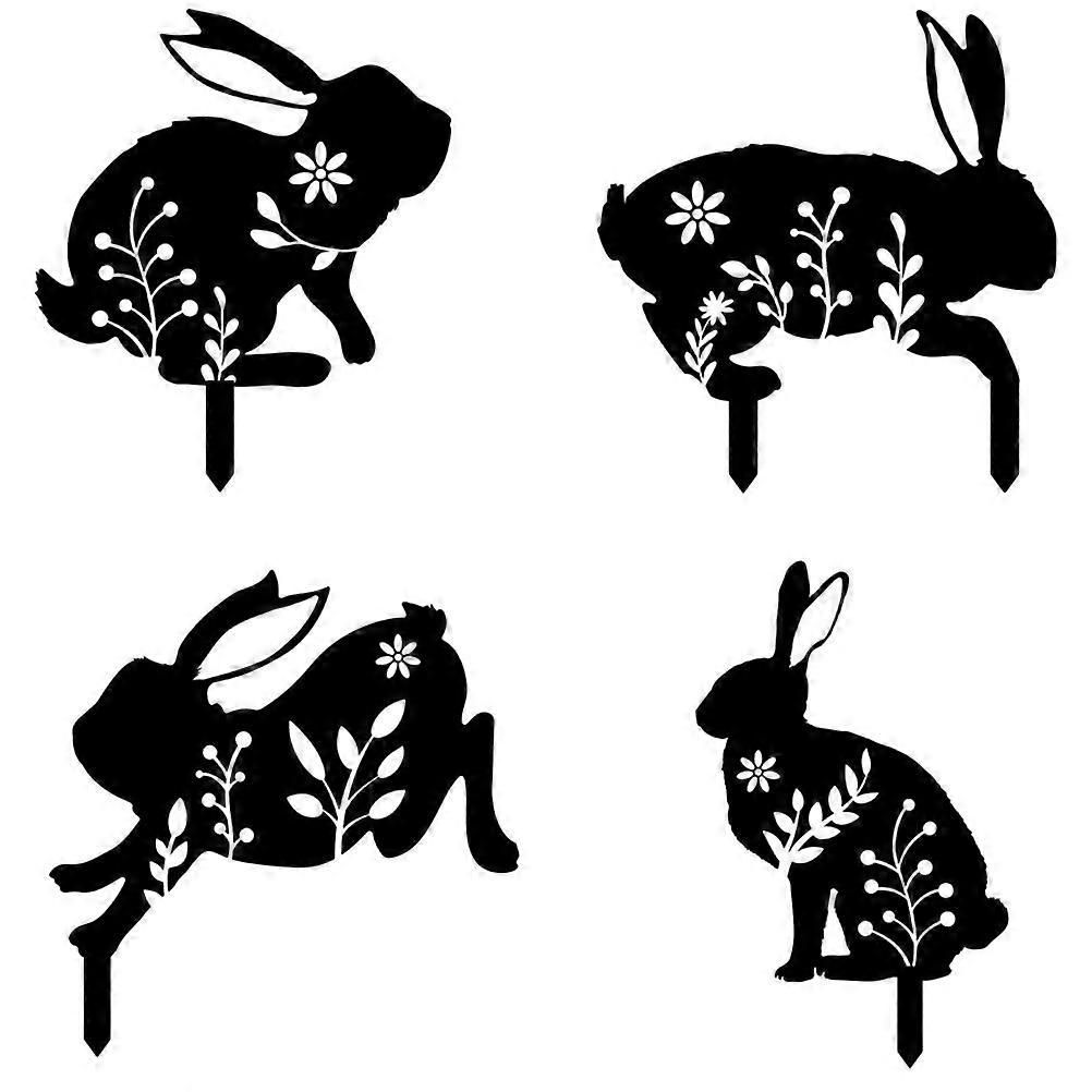 Rabbit Garden Stake Decorative Insert for Easter Party 4Pcs Acrylic Stakes