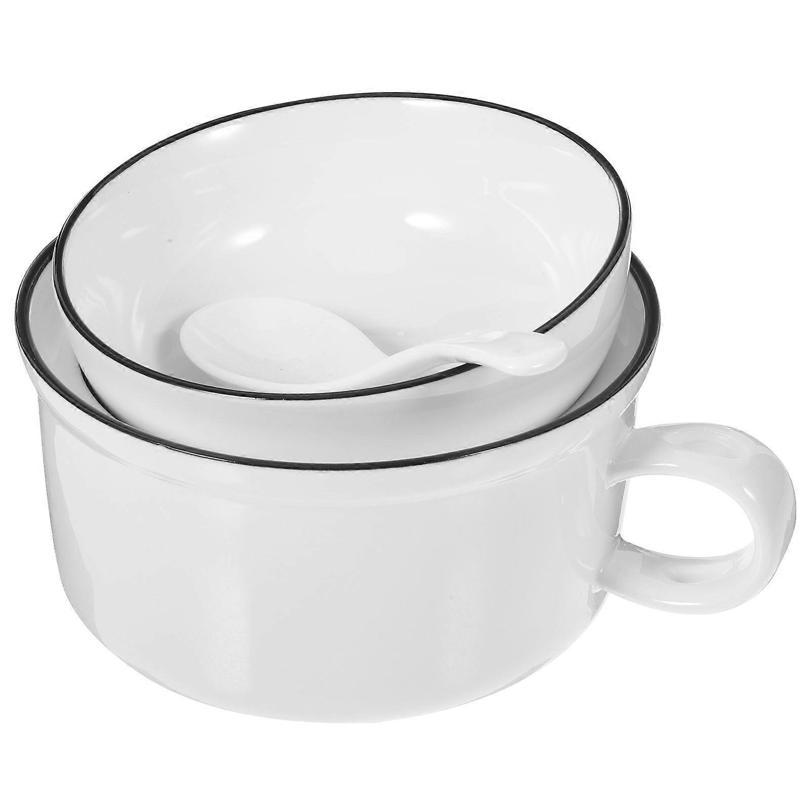 Ramen Noodle Bowl Set With Spoon For Buffet Dust Proof 18X13.5CM 1 Set