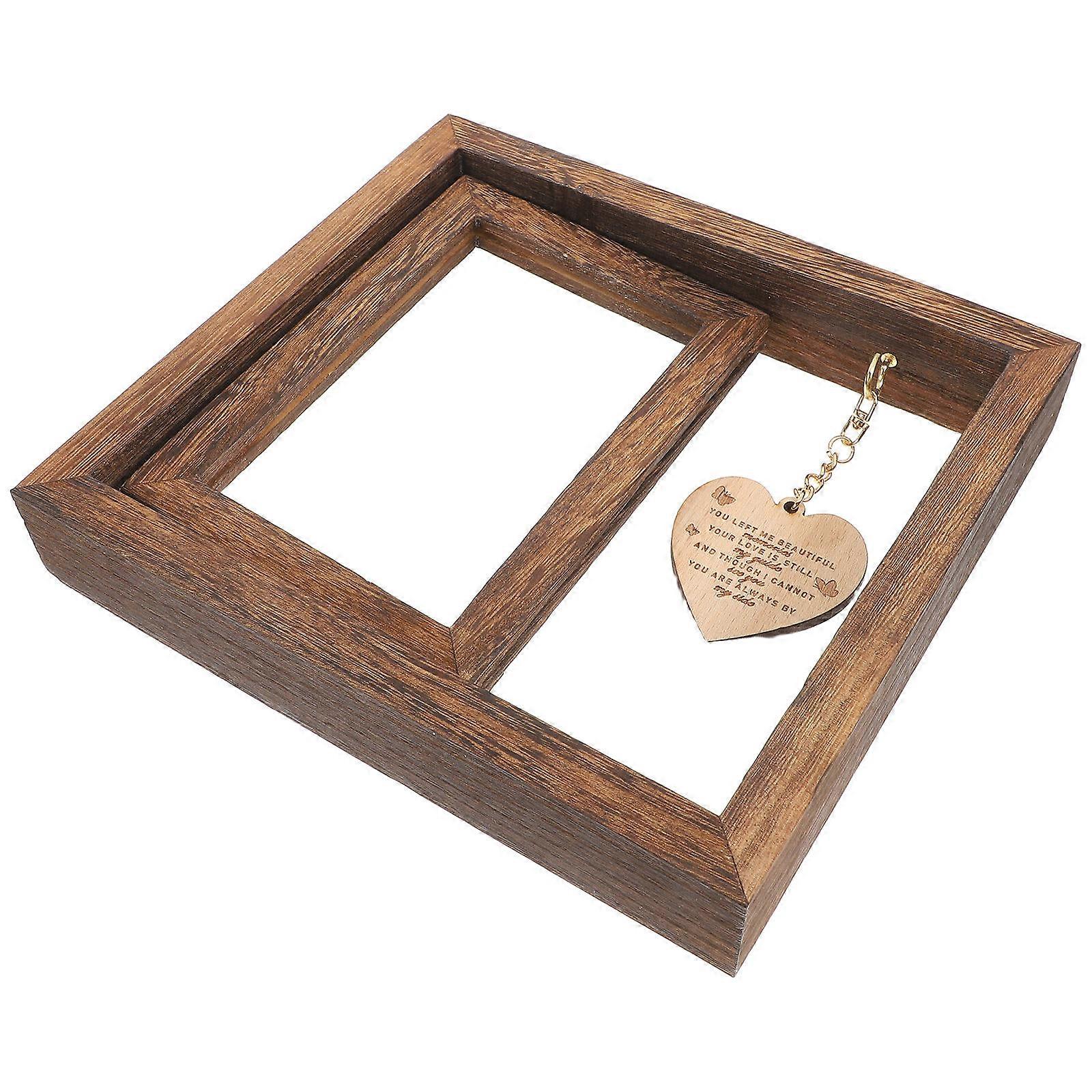 Wooden Pet Memorial Photo Frame with Rotatable Design for Desk or Wall Decor Postcard Size