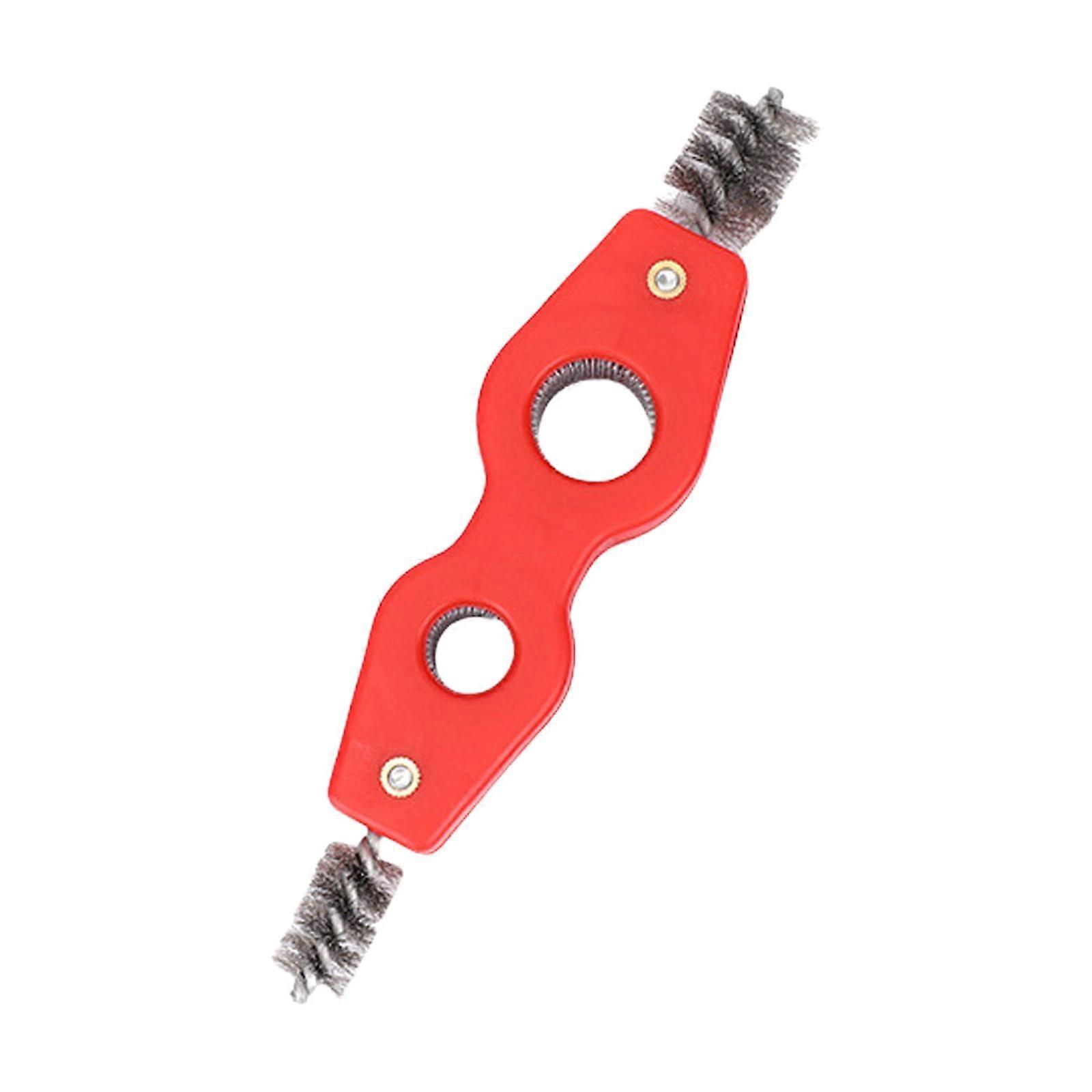 4in1 Wire Brush for Car Battery Terminals and Metal Pipe Cleaning with DoubleHeaded Metal Pipe Cleaner, Red