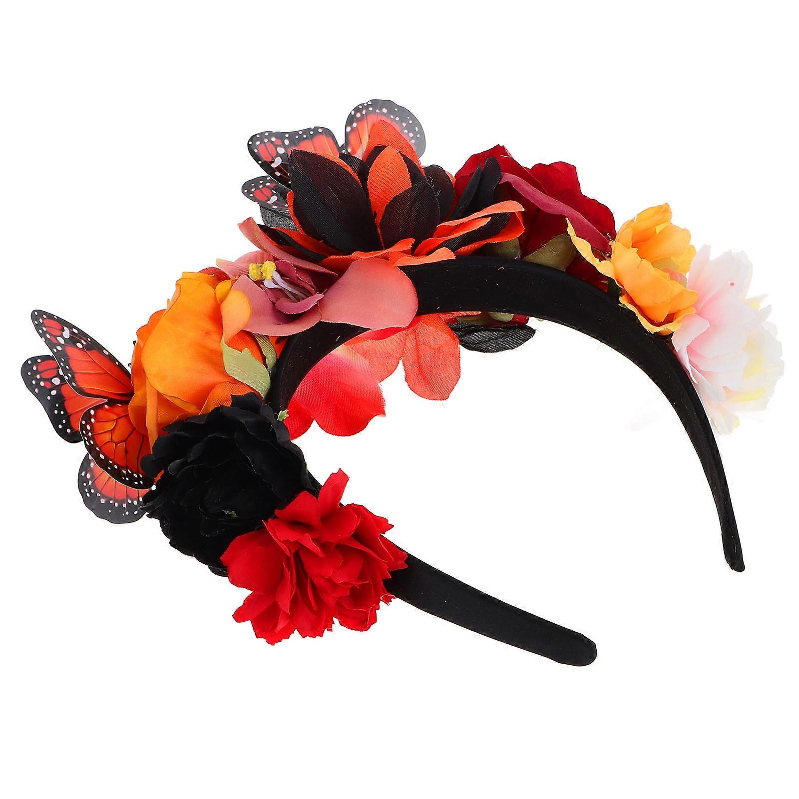 Artificial Flower Headband for Decor Carnival Essential with Realistic Polyester Flowers and