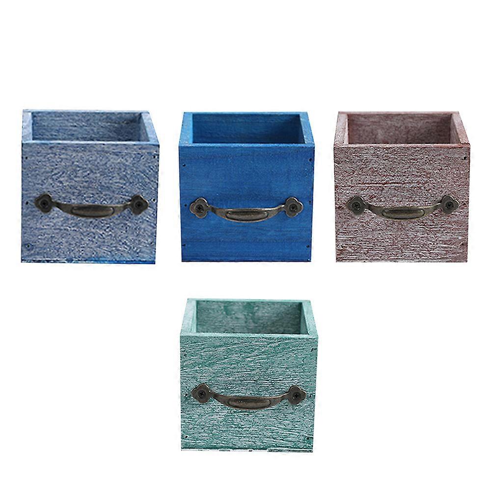 מחזיק סידור פרחים בשימוש חוזר עציץ עץ רטרו חום חובבי צמחים 9.5x9.5 ס"מ עמיד בפני קורוזיה 4 יחידות