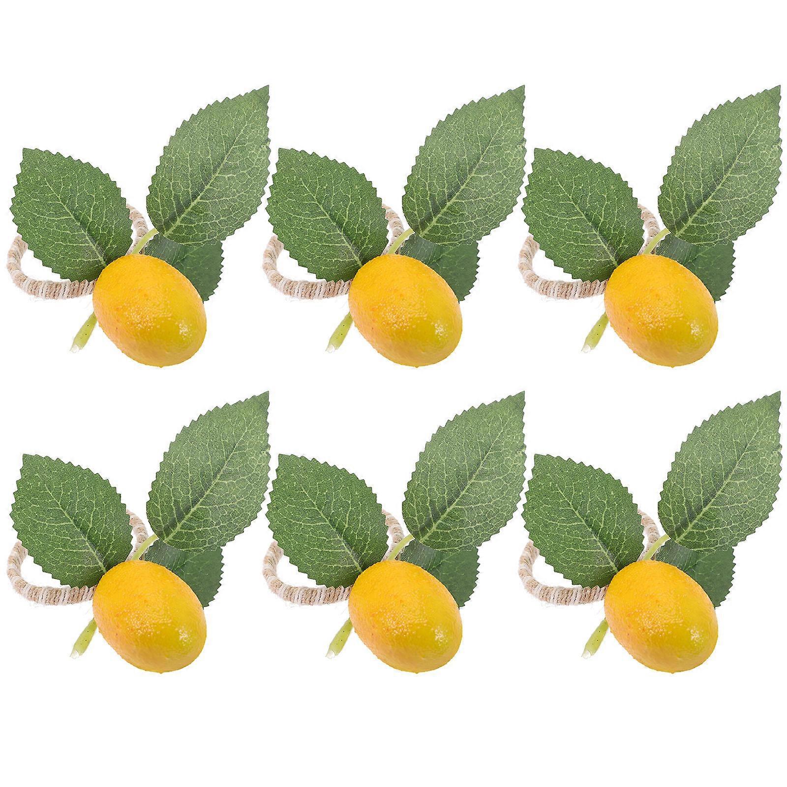 Artificial Lemon Napkin Rings Birthday Parties Decorative 6 Pcs