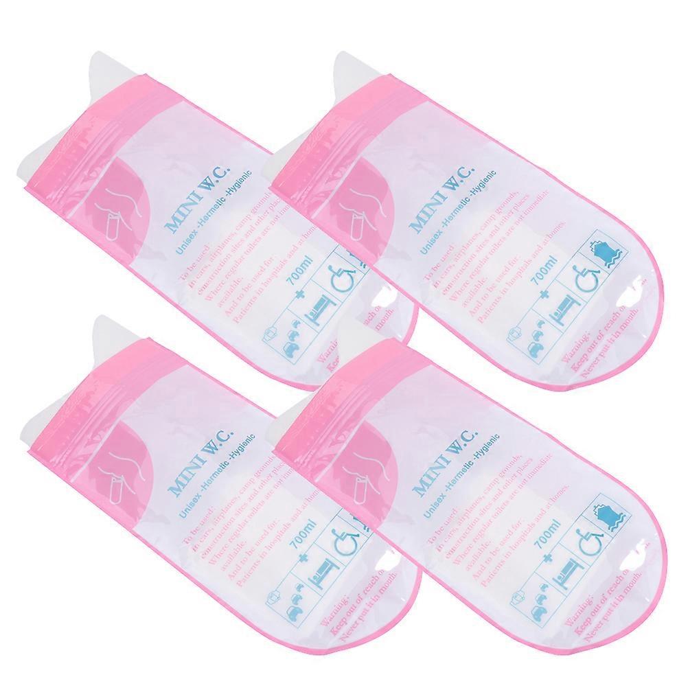 Portable Urinal Bag for Car Emergency Use Ideal for Traveling Camping and Hospital Pink 4 Pieces
