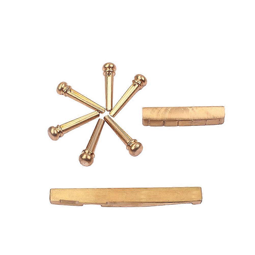 Golden Brass Guitar Saddle Bridge and Nut for Replacement Perfect for Collections and Professional Needs