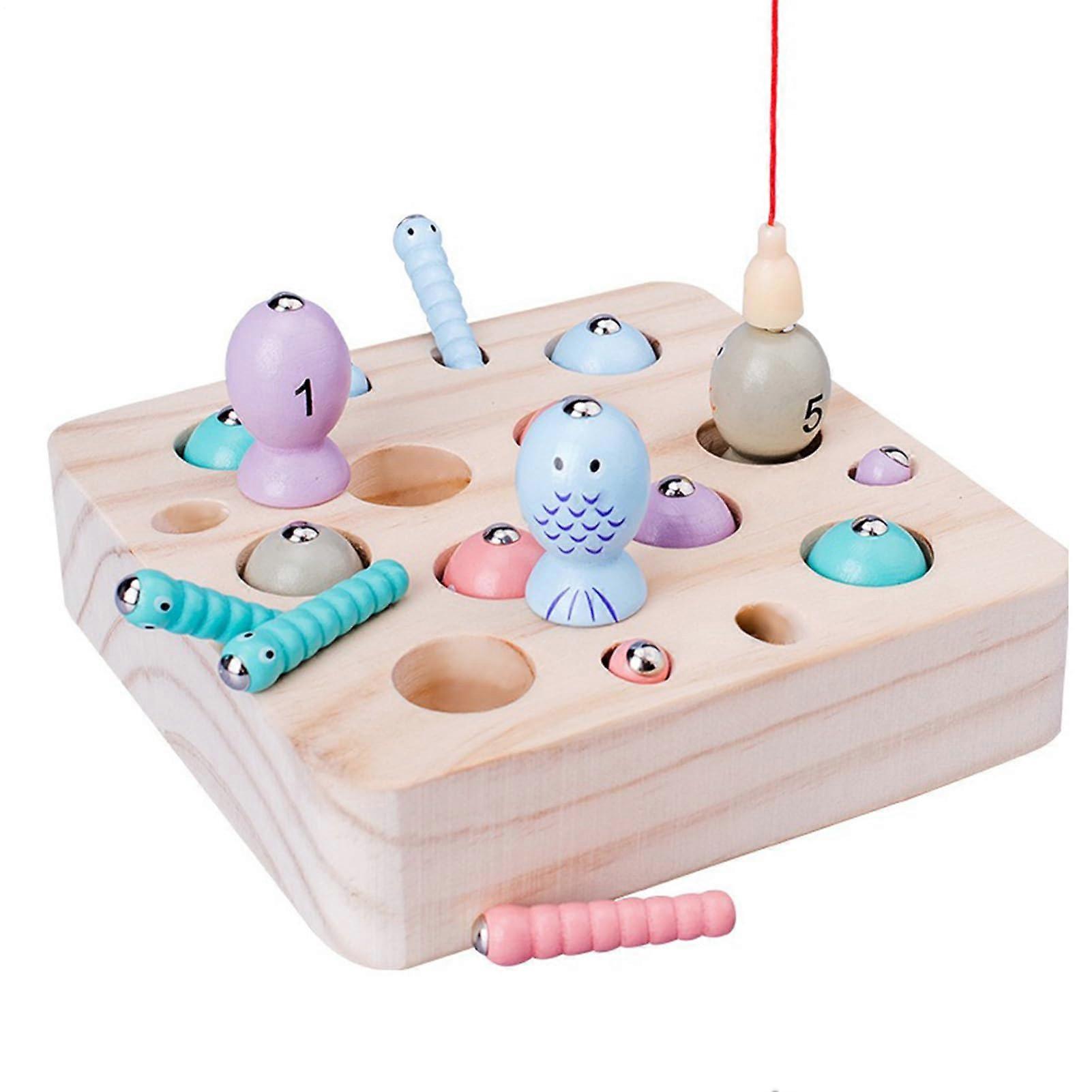 Magnetic Wooden Fishing Toy, Learning Toy for Ages 2 with Interactive Activities