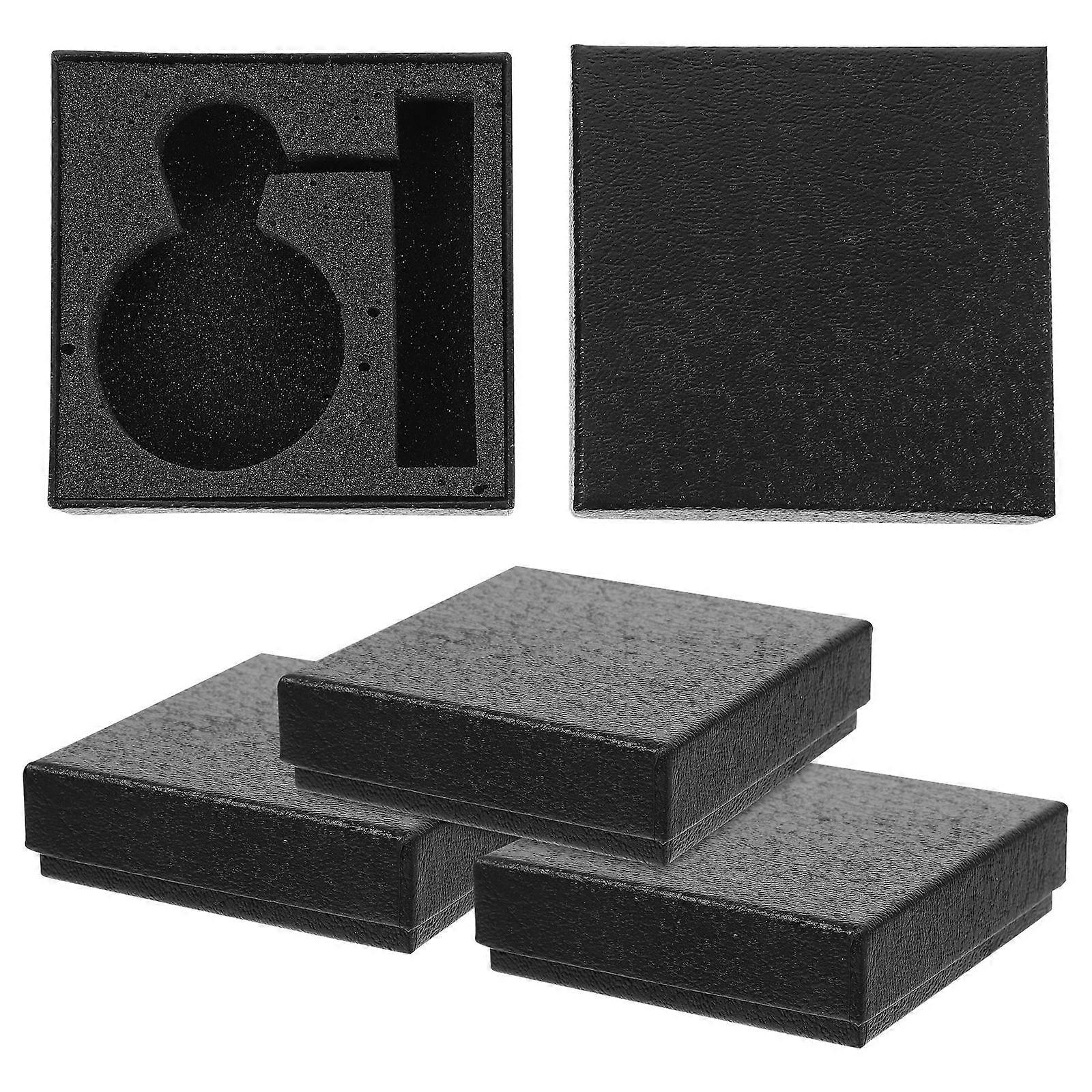 Watch Band Storage Case Paperboard Square Black 4Pcs