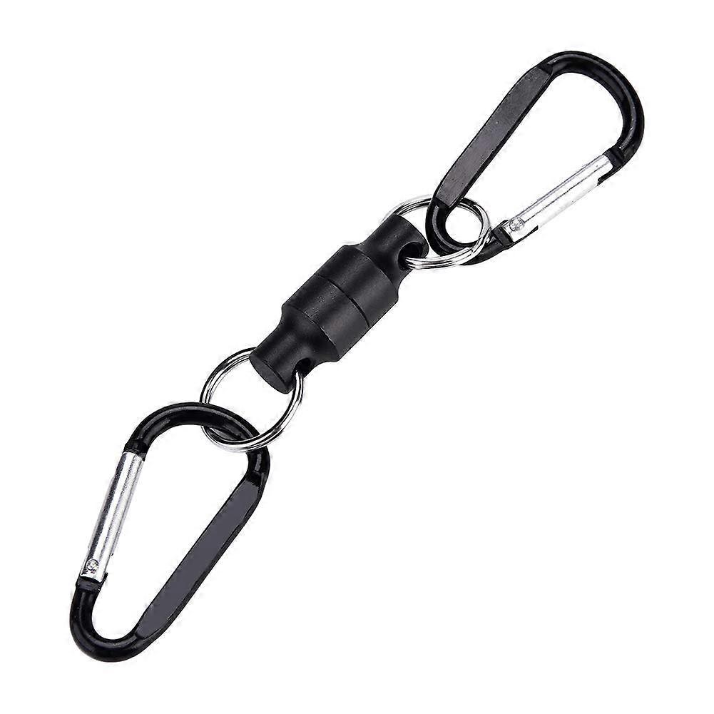 Fishing Magnetic Buckle Net Release Clip For Fly Fishing Landing Net, Hanging Buckle Clasp, Double Black