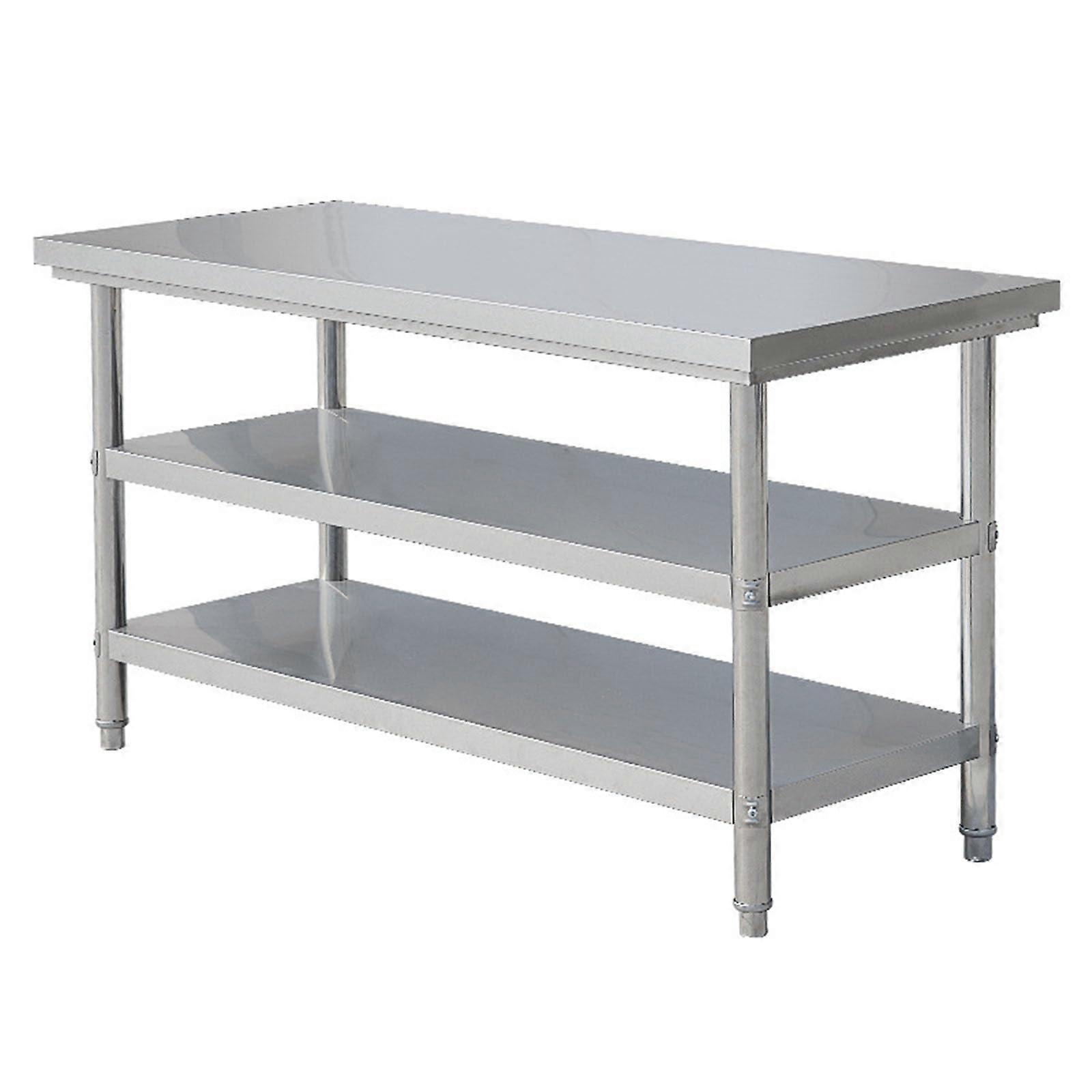 Commercial stainless steel work table with 3tier shelf for restaurant and home use, preparation and work table