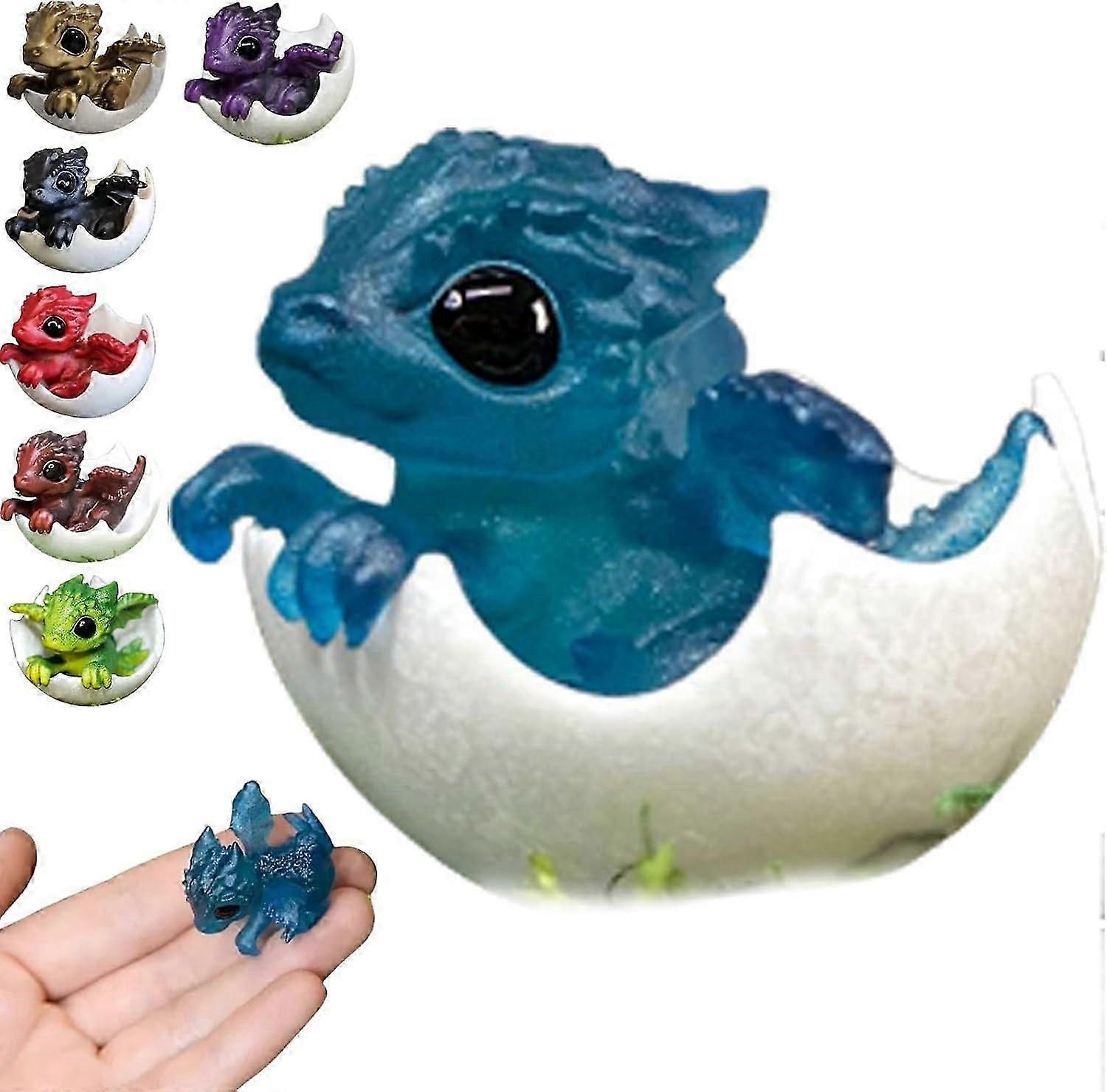 Nyfödd drake i ägg, söt drake liten figur, kläckande drake, 3d mini konst drake staty skrivbordsprydnader för fantasientusiaster, samlare